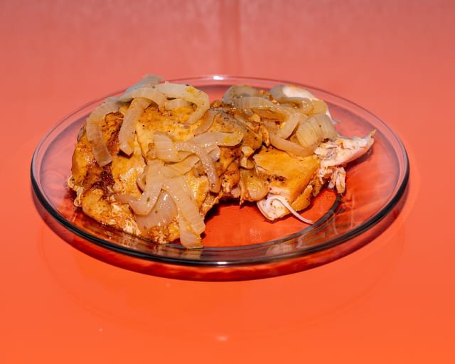 Pollo Encebollado (Baked Chicken & Sautéed Onions).