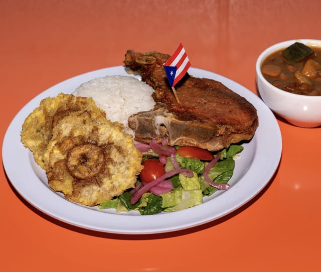 Chuleta Combo (Deep Fried Heritage Duroc Pork Chop).